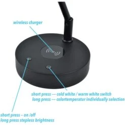 Infitronic Schreibtischlampe IN78LEDKLB1 LED, Dimmbar, QI-Ladegerät, USB, Standfuß, Schwarz 12 Infitronic Schreibtischlampe IN78LEDKLB1 LED, Dimmbar, QI-Ladegerät, USB, Standfuß, Schwarz -Einrichtungsgeschäft fec7e7edfd925f50abc7560250889f6ac11c9b7e schreibtischlampe infitronic in78ledklb1 led