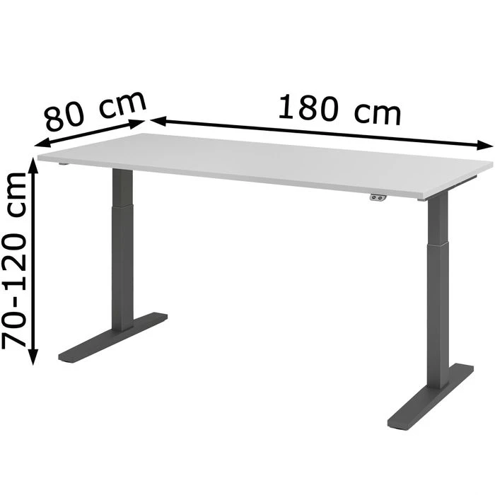 Hammerbacher Schreibtisch XMKA 19, Lichtgrau, Elektrisch Höhenverstellbar, 180 X 70-120 X 80cm 7 Hammerbacher Schreibtisch XMKA 19, Lichtgrau, Elektrisch Höhenverstellbar, 180 X 70-120 X 80cm – Bild 5
